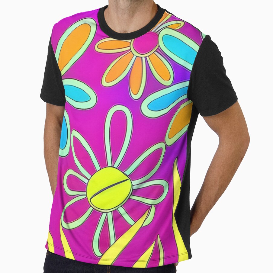 Abstract Pop Art Floral on Pink by calibrit