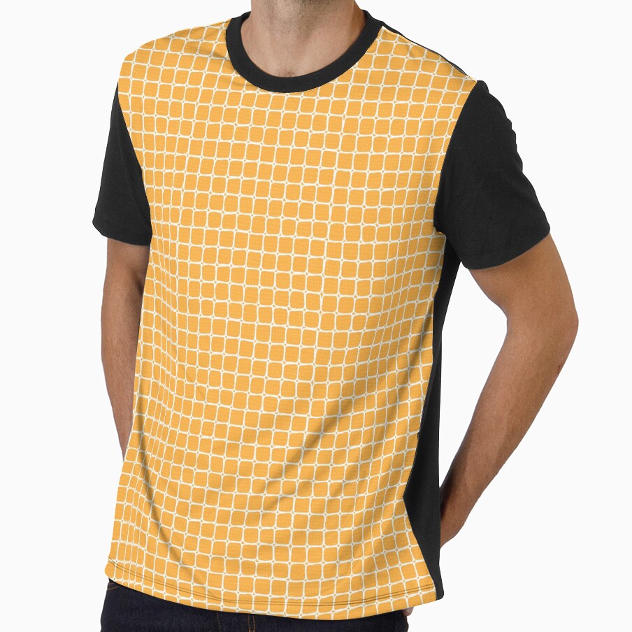 Hand Drawn Yellowish Background White Squares Pattern by Cheap Women's Shirts