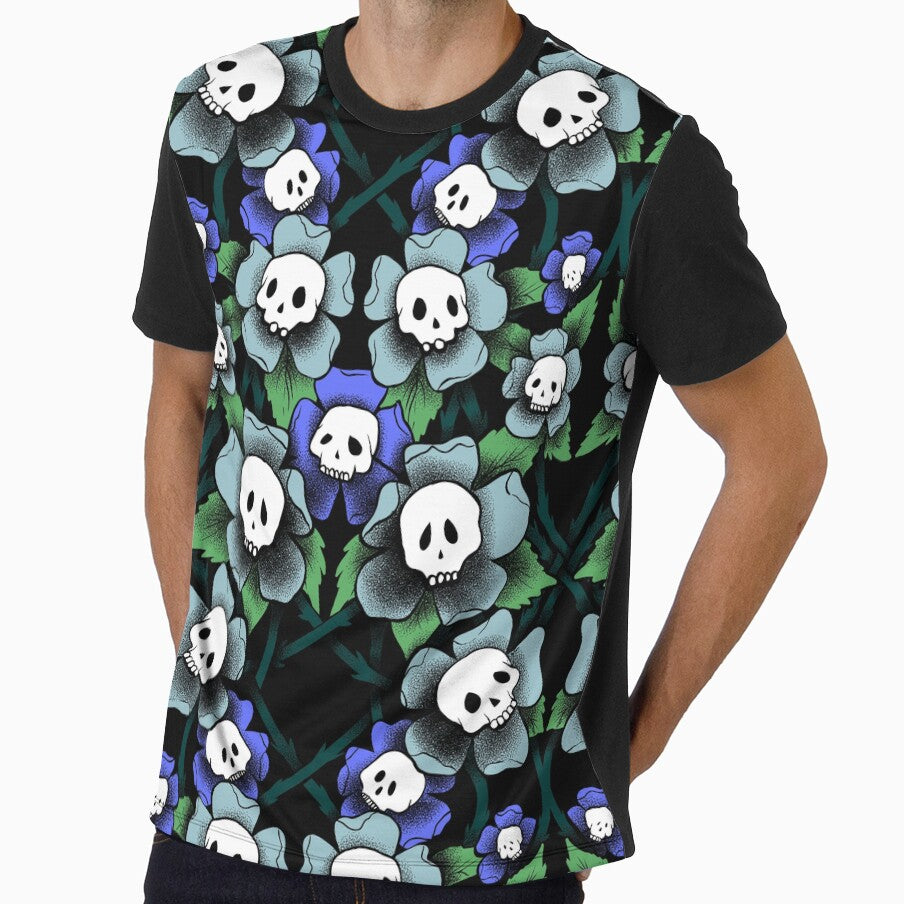 Whimsigothic Blue Skull Flower Garden by Gemma Compton