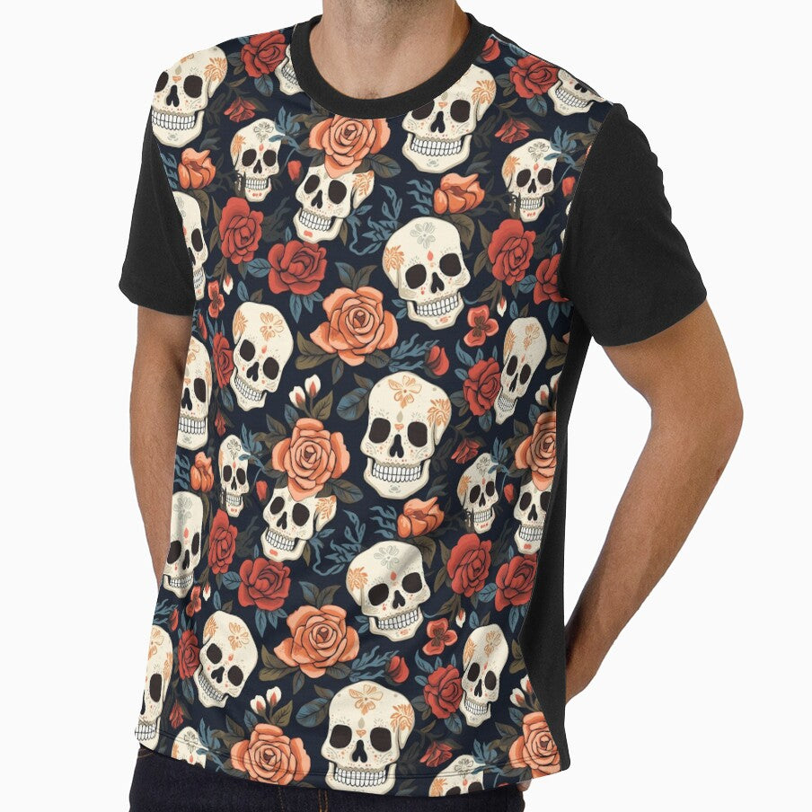 Groovy Smiling Skull Boho Rose pattern by ElLocoMus