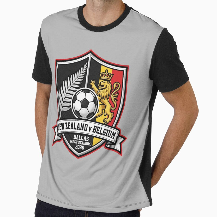 New Zealand vs Belgium Soccer Match Dallas 2026 Crest by Pride Emblem Prints