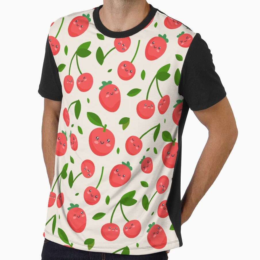 Cute Kawaii Strawberries and Cherries Pattern by cutenfunny
