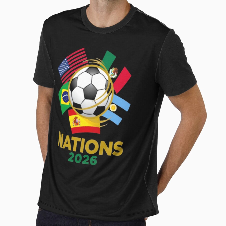 USA Mexico Brazil Argentina Spain 2026 Soccer Nations T-Shirt by Nexus Space