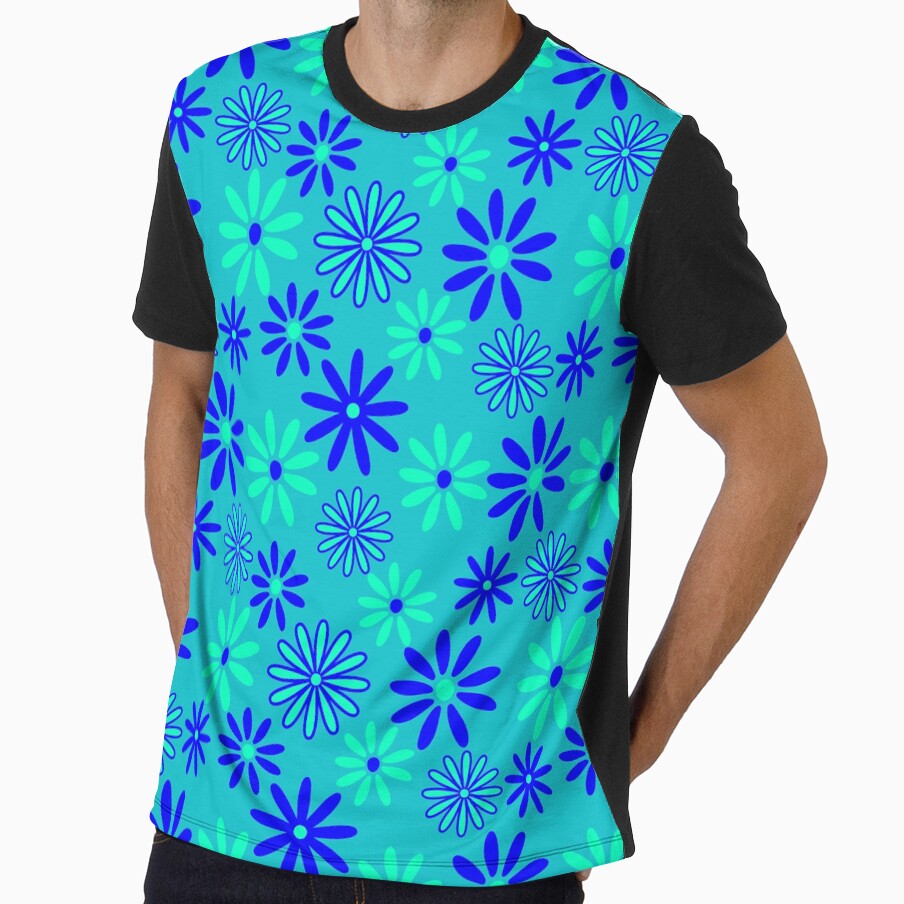 Boho Blue Floral Seamless Surface Pattern by PBJArt