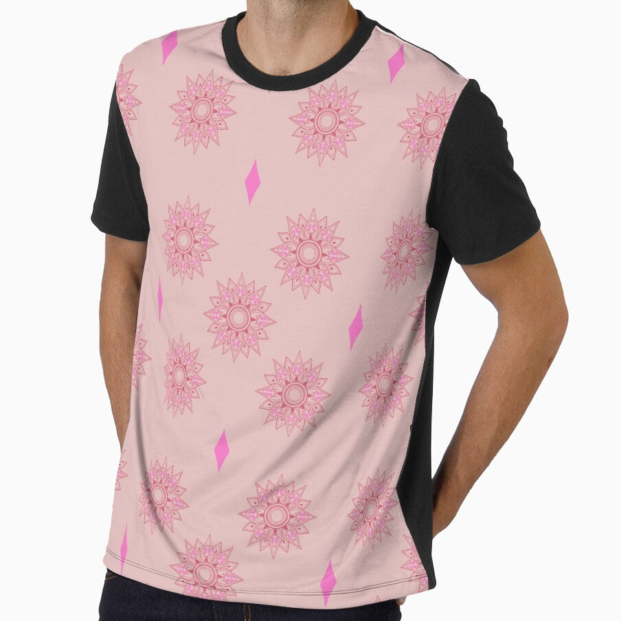 Flower patterns red on pink by Chaoticzarts