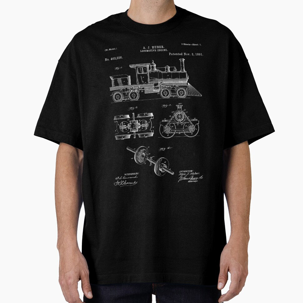 Train Locomotive Patent - Steam Train Art - Black Chalkboard by patentpress