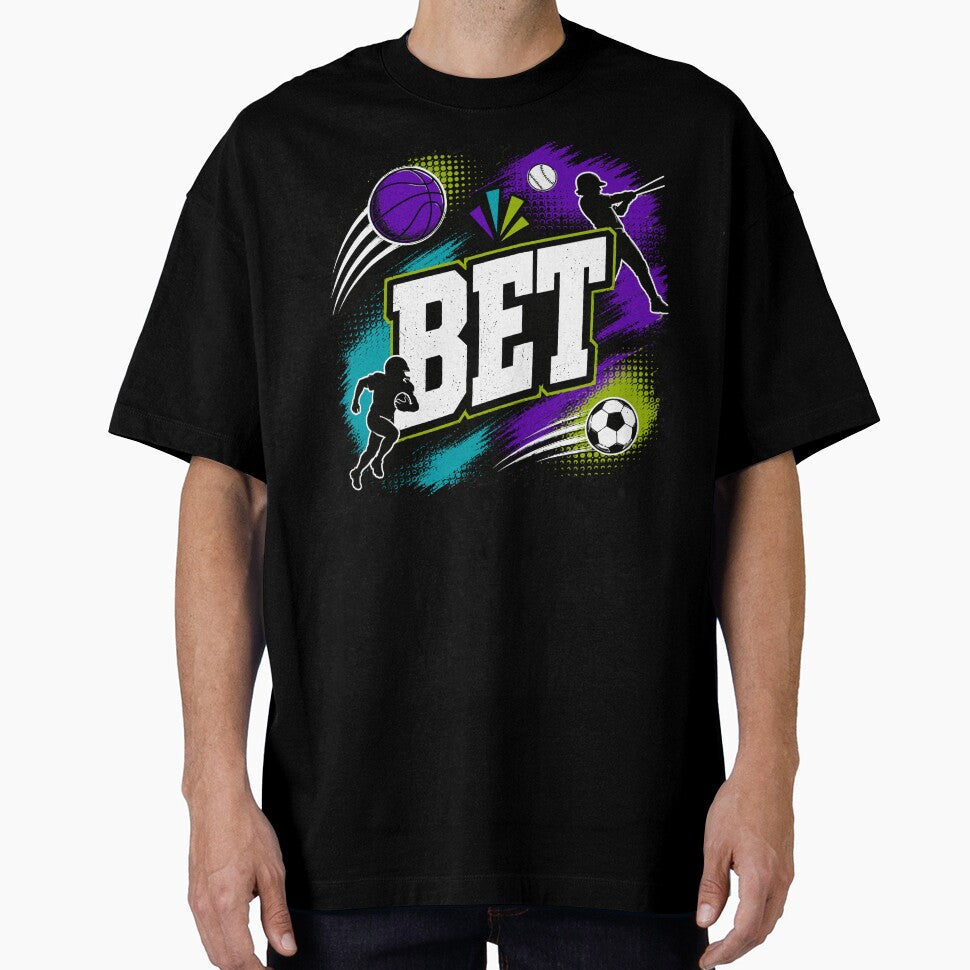 Bet Bold Multi Sport Grunge Graphic Tee by Electric Penny Studio