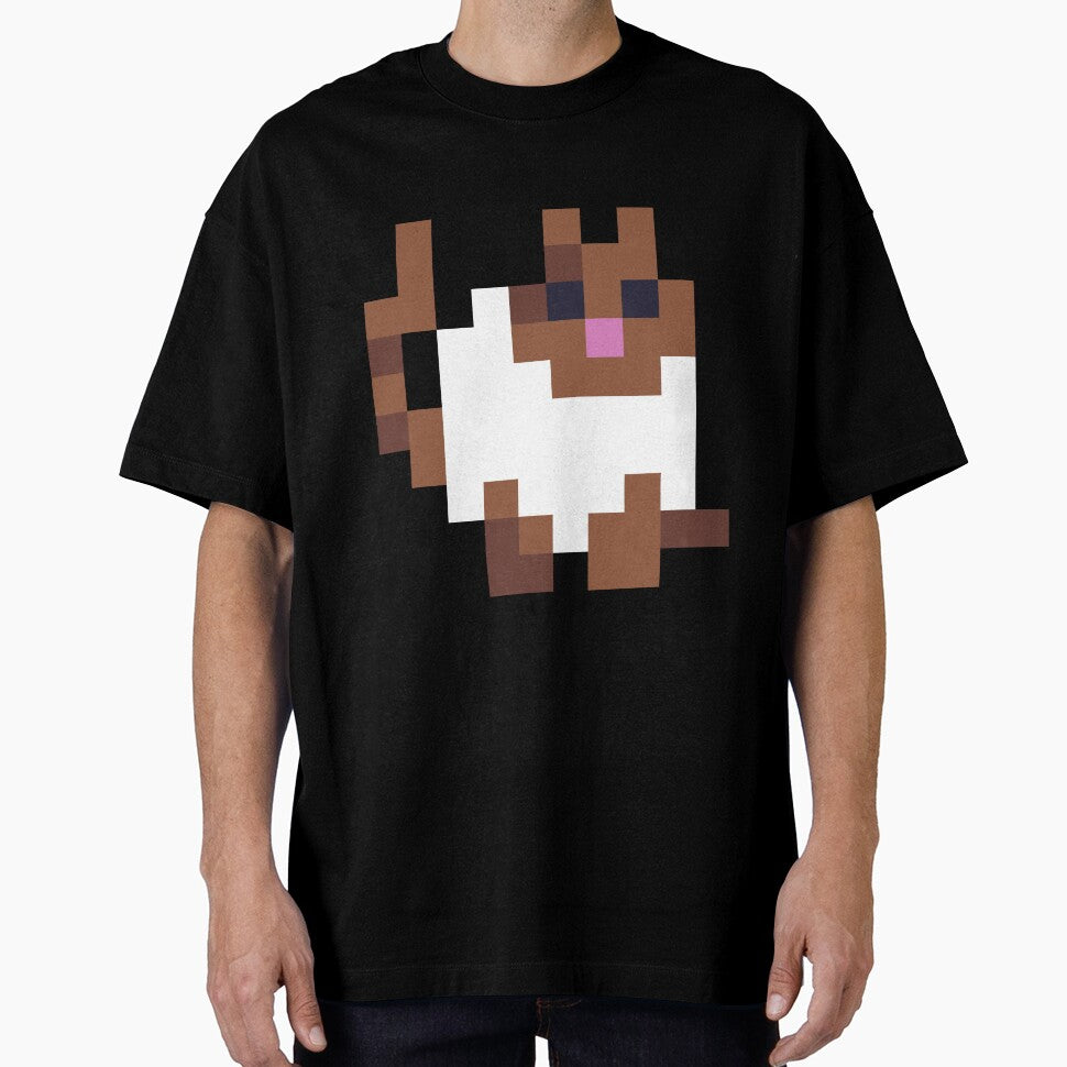 White and Brown Fat Pixel Cat by Michael Stewart