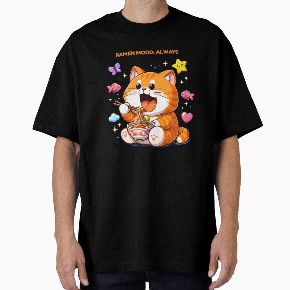 Ramen Mood: Always – Cute Cat Eating Ramen Kawaii Food Lover Design by The-Mood-Lab
