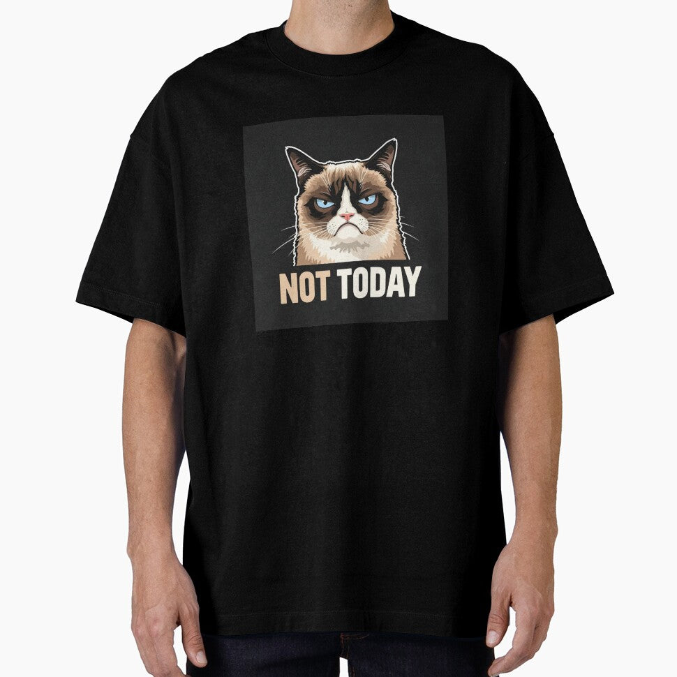 Not Today Scowling Cat Minimalist Design by PunchlinePress