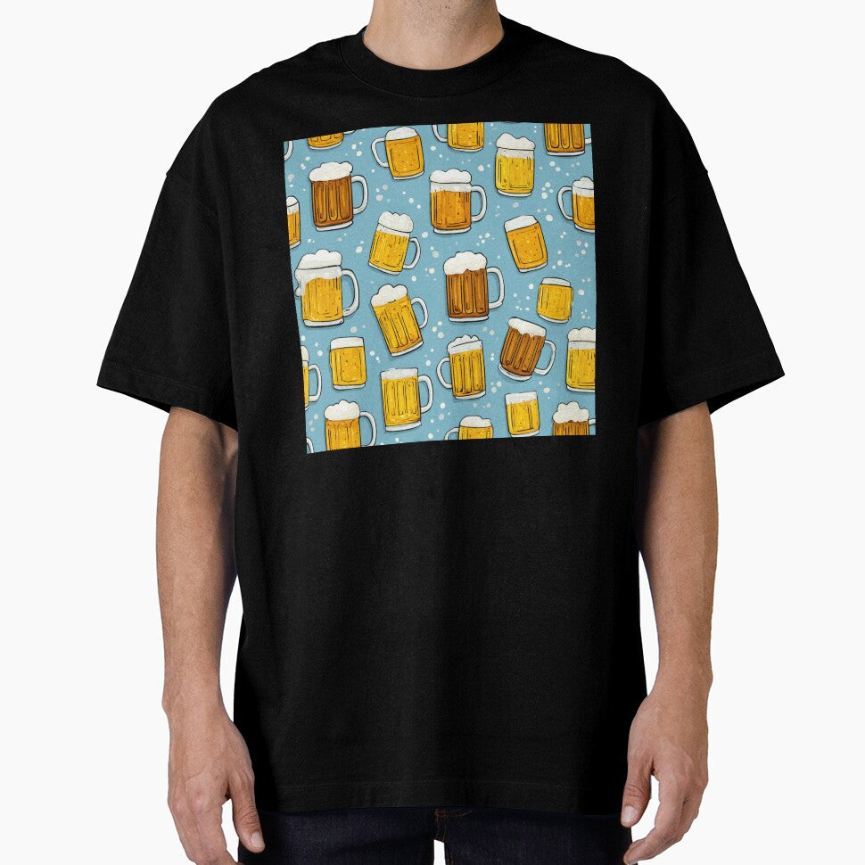 Hand Drawn Beer Mugs Pattern Ale Lager Design by NicolasGlowArt