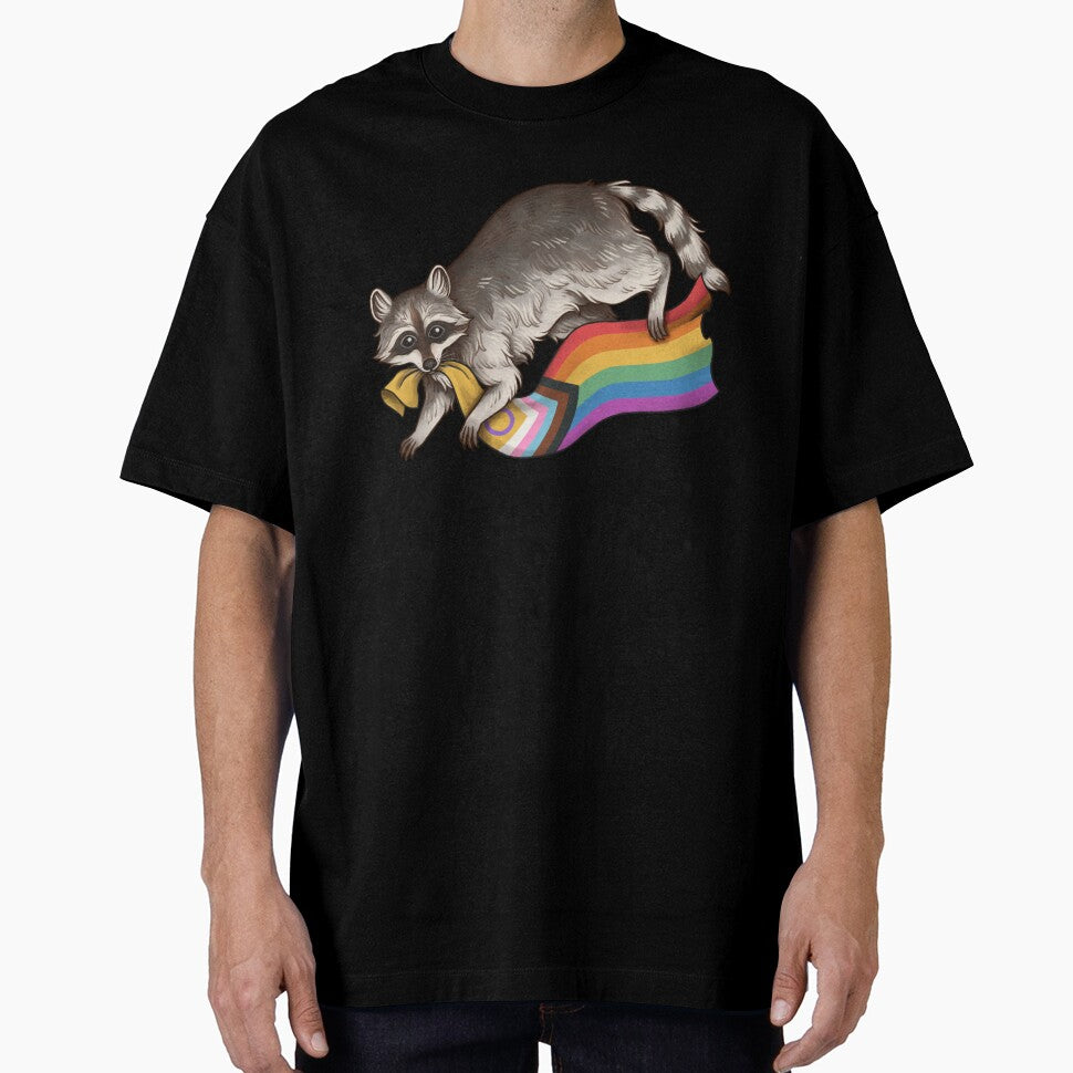 Inclusive Pride Flag Stealing Raccoon Trash Panda LGBTQIA QUEER BE GAY DO CRIME TRANS Alphabet Mafia Funny Pride Shirt CSD Pride Month by Veymoth