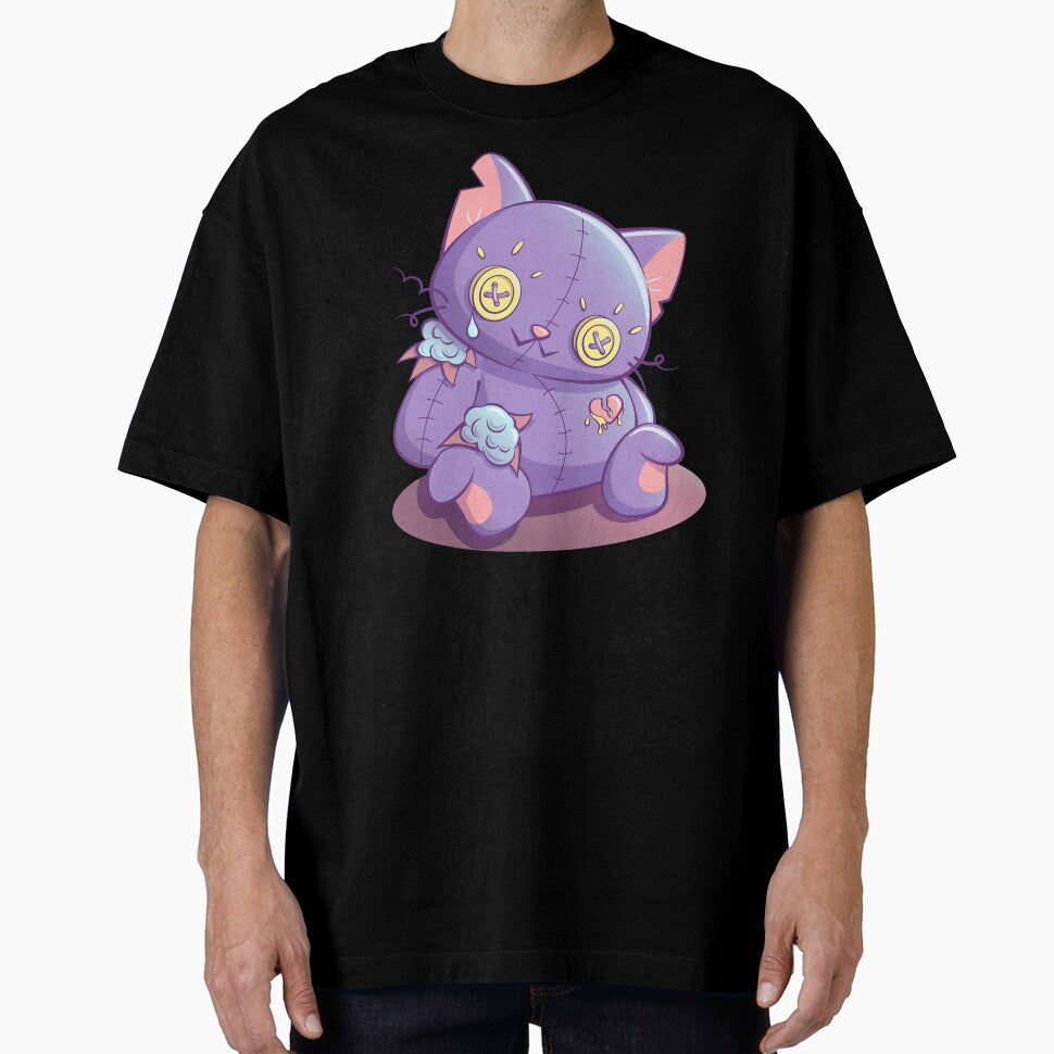 Sad Purple Cat Doll Creepy Cute Anime Aesthetic Kawaii Pastel Goth by Irene Koh