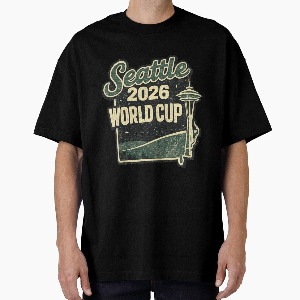 Seattle 2026 World Cup – Retro Space Needle Vintage Soccer Fan T-Shirt by ArthUpscale