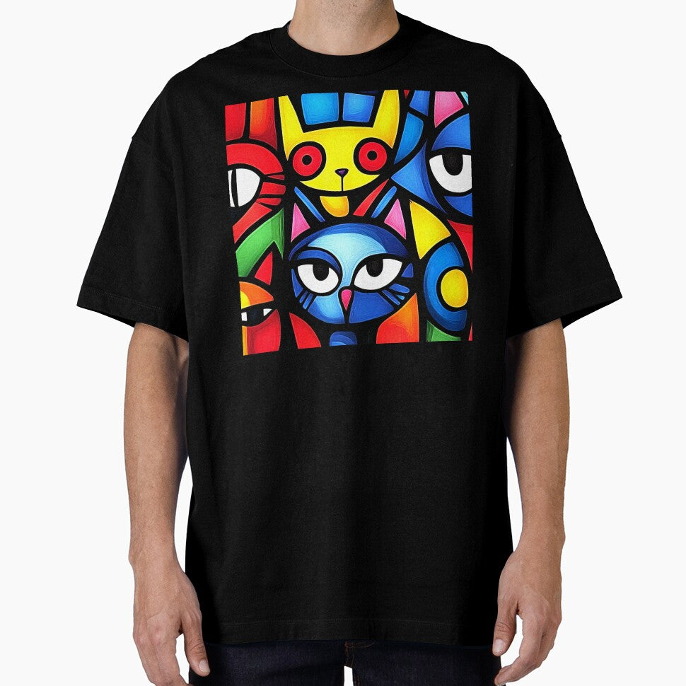 Pop Art-Inspired Colorful Vibrant Cats Abstract Designs by DEC02