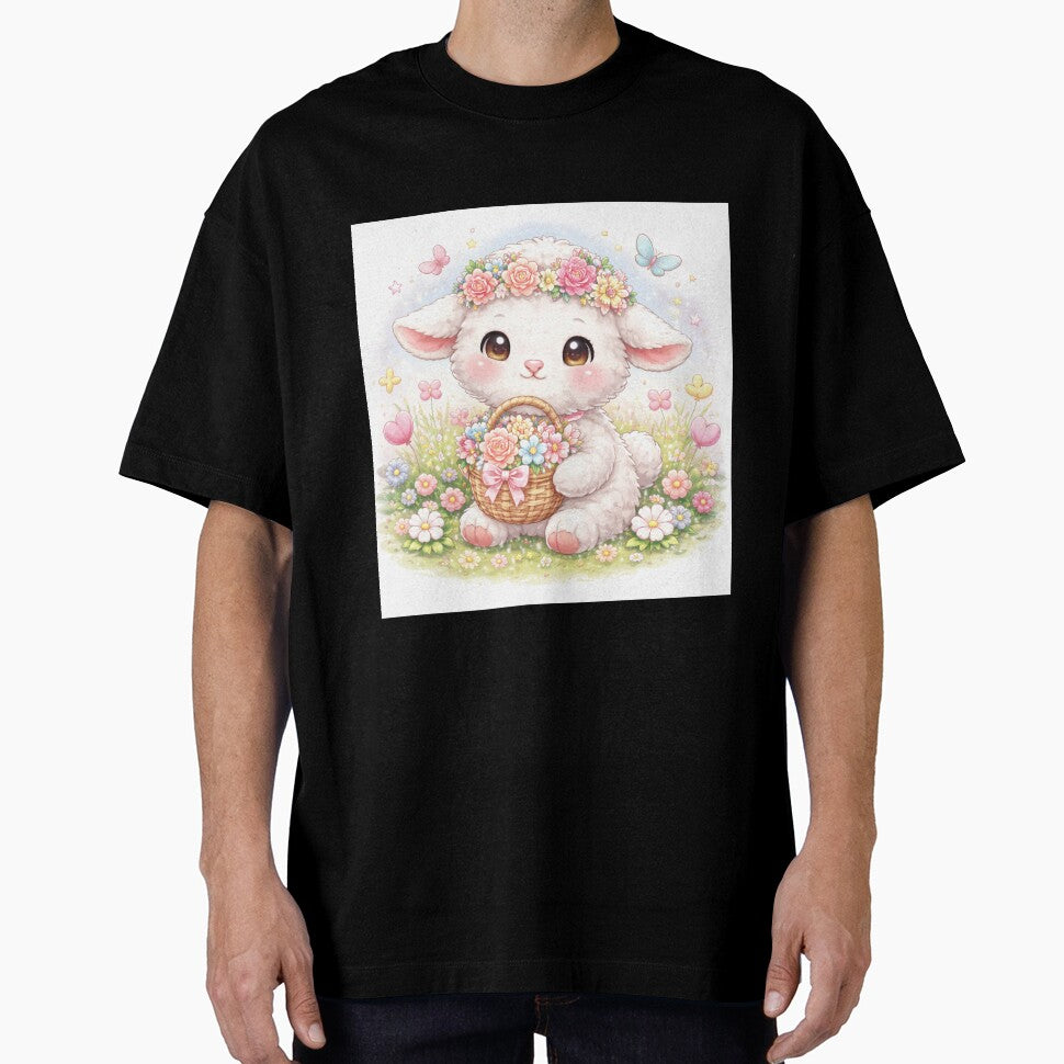 Kawaii Floral Lamb – Cute Pastel Aesthetic Animal Art by kimkosovo