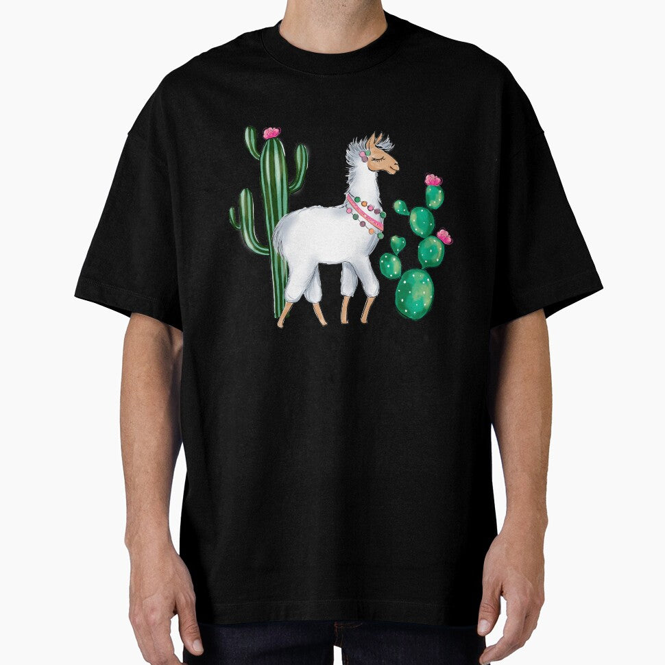 Lama and succulents cute illustration by Lalanacliparts