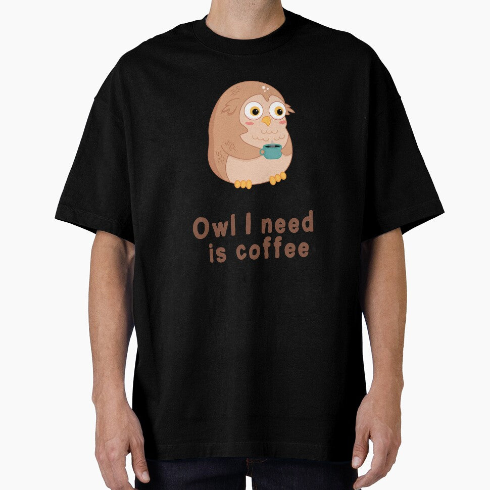 Sleepy owl needs coffee kawaii design by high5doodle