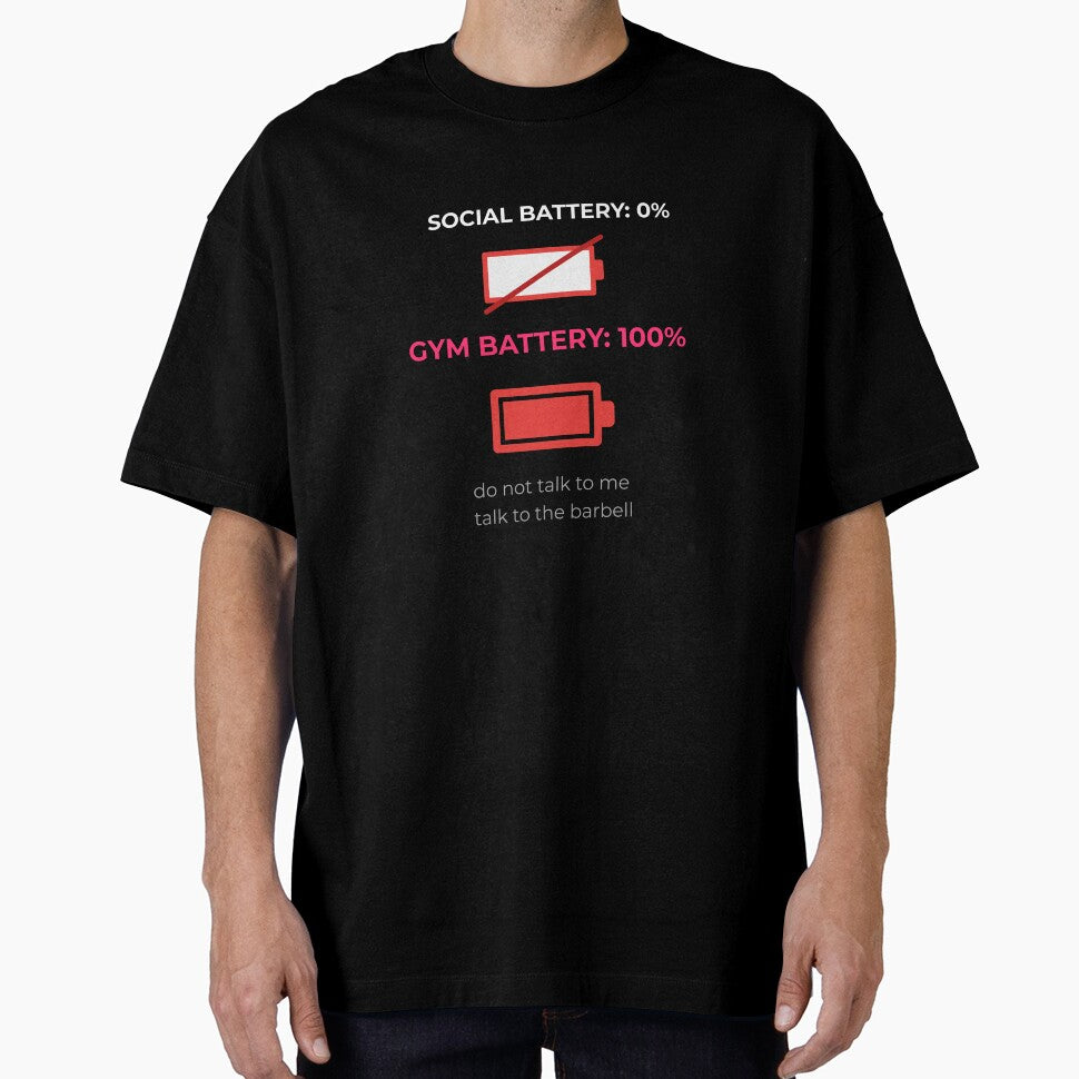 Social Battery 0 Percent Gym Battery 100 Percent Funny Introvert Gym Shirt by IA1987