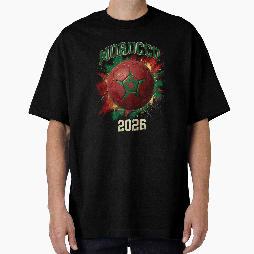 Morocco 2026 Flag Paint Splash Soccer Ball by Imaginationbeyond