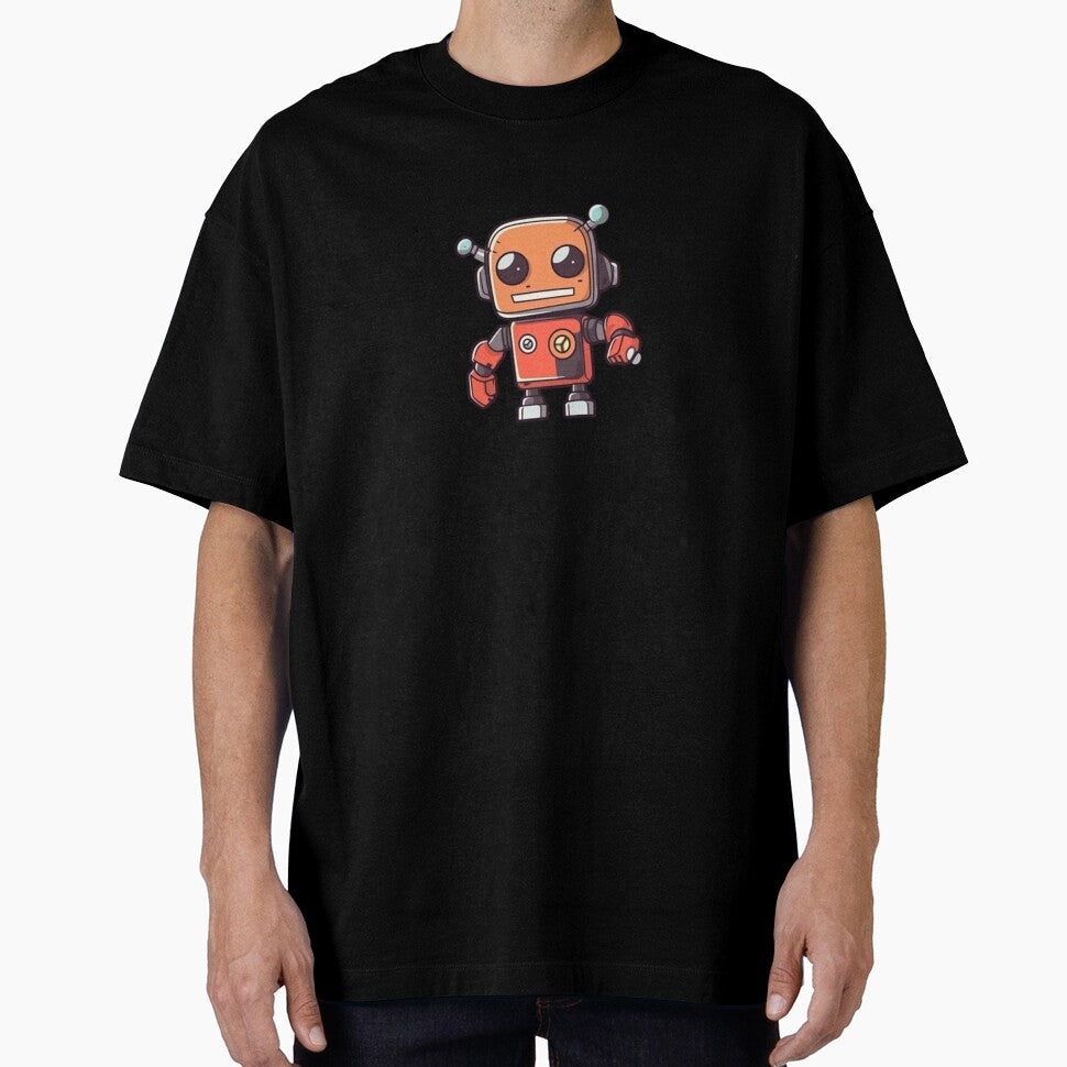 Fun Futuristic Robot Cartoon, Orange and Red by jakeparco
