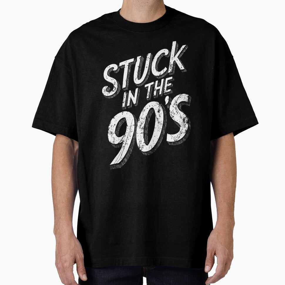 Retro Stuck in the 90's Text Design - Vintage Nineties Nostalgia Graphic by RuyaFab