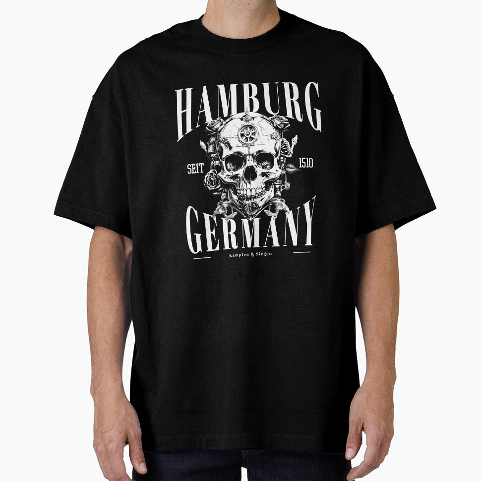 Hamburg Germany lettering with skull by Ecmoprints