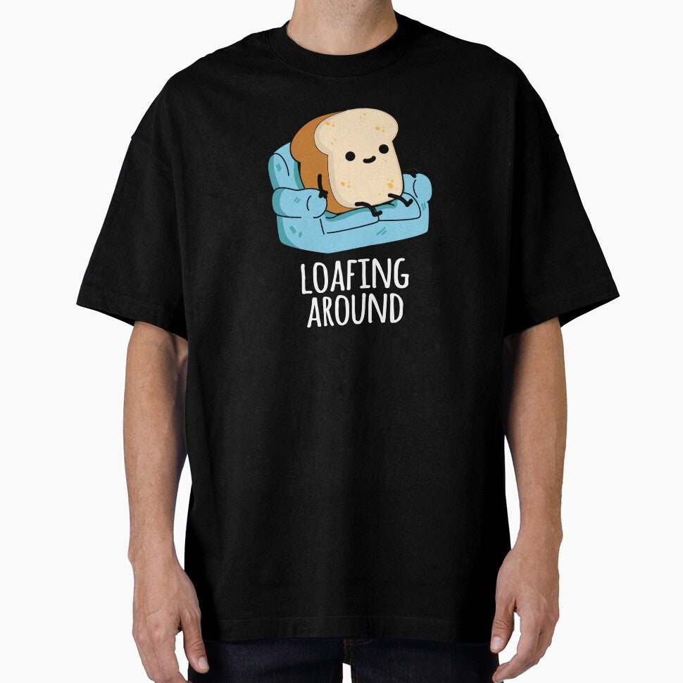 Loafing Around Funny Bread Pun  (Dark BG) by punnybone