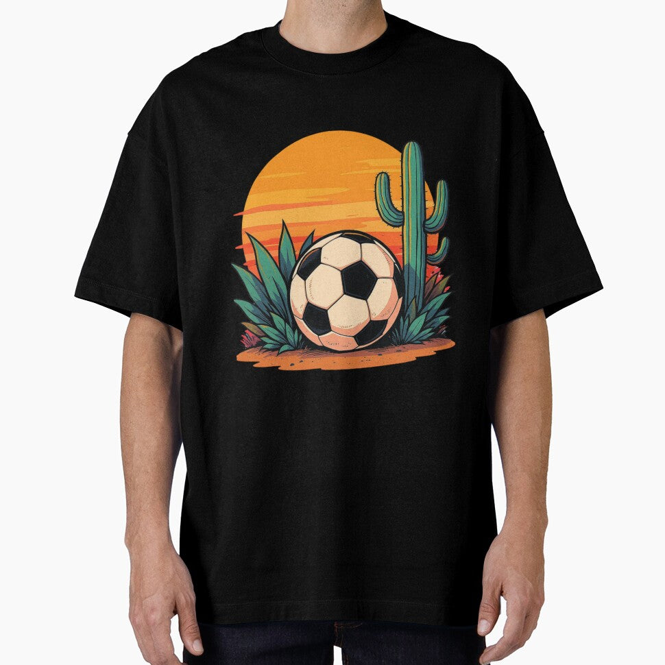 Soccer Ball in Desert - Agave & Cactus  Art by HappySproutArt