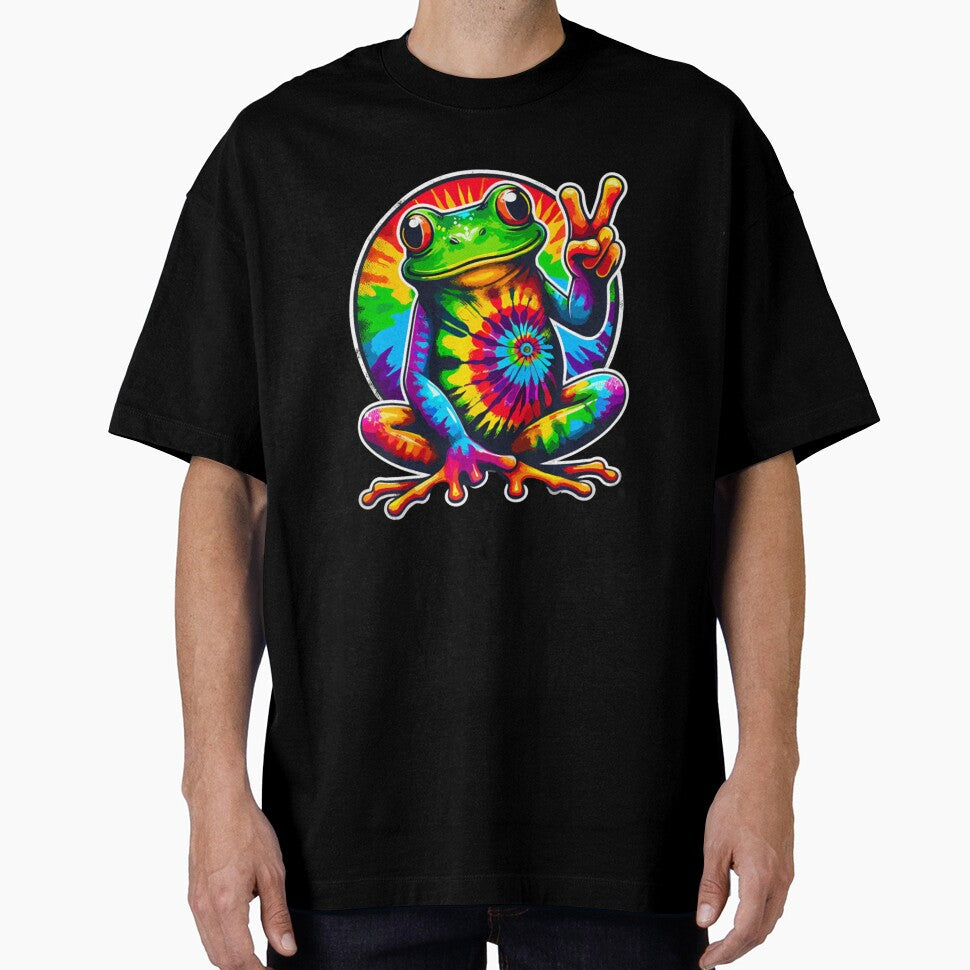 Tie Dye Frog Animal Peace Sign Hippie by benonarts
