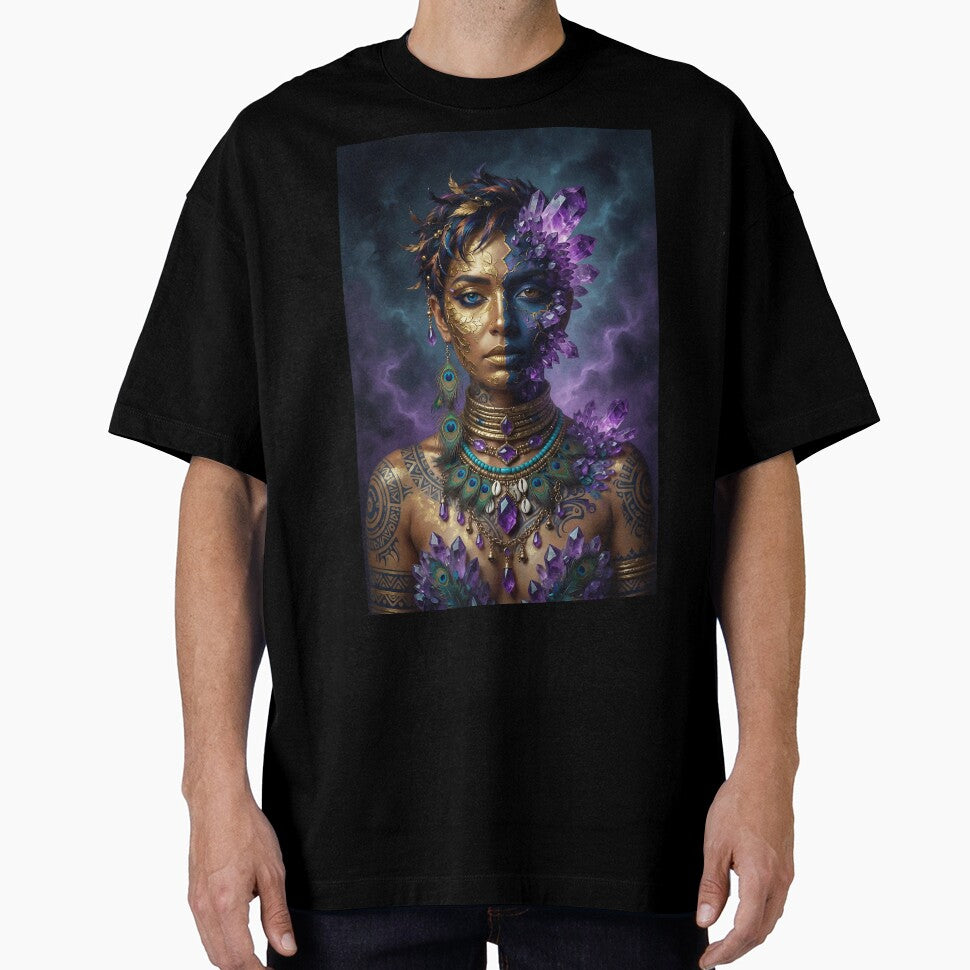 Amethyst Tribal Boho Goddess | Mystical Crystal Spirit Art by Ruta