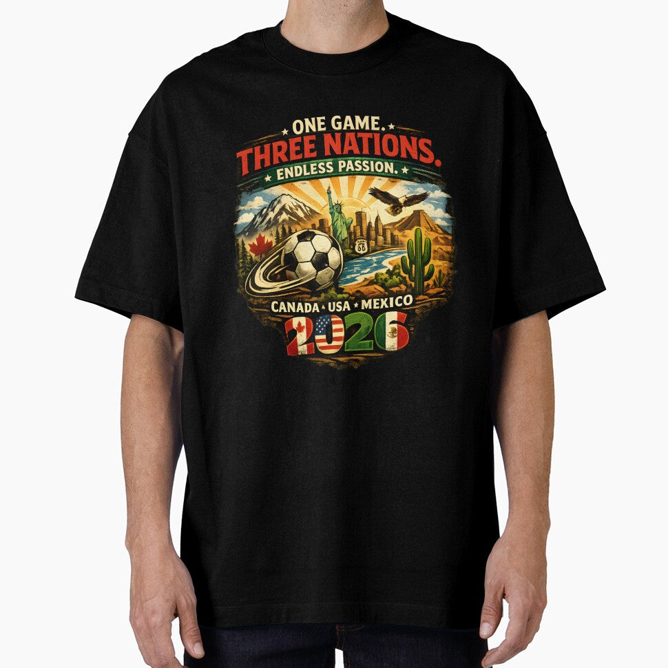 One Game Three Nations 2026 – Canada USA Mexico Football Tee by WhisperFrame