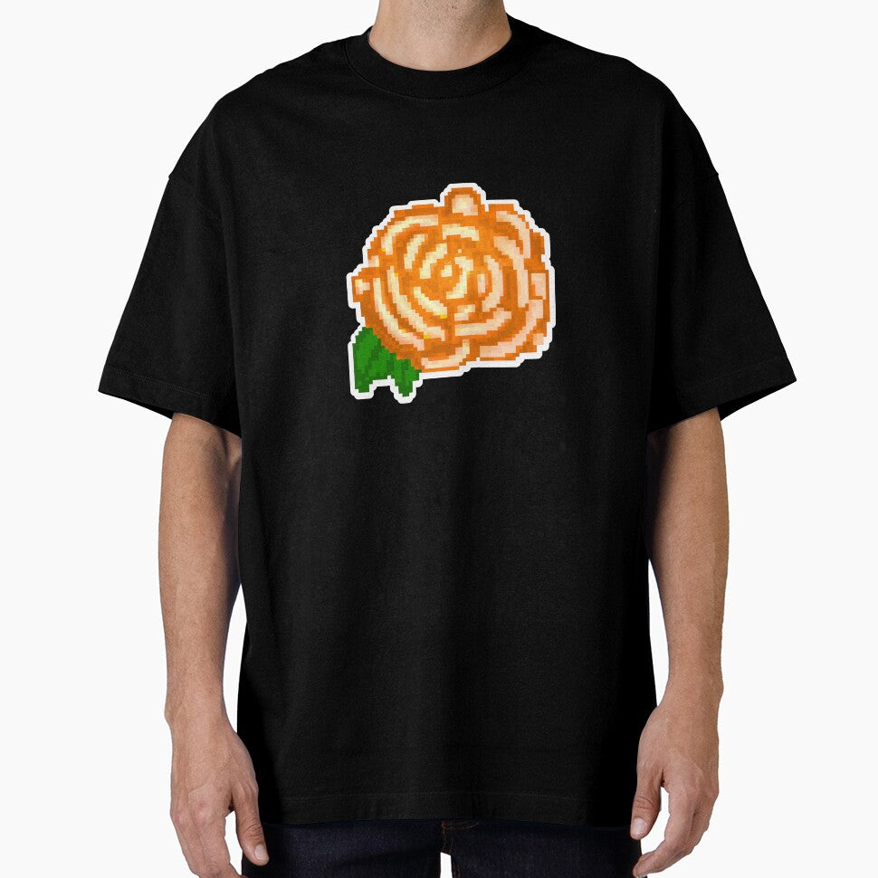 Pixel Art Orange Rose by Percy Everett