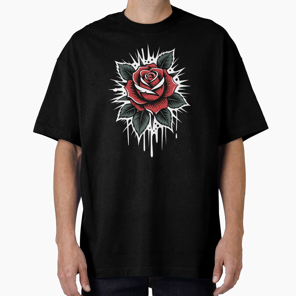 Gothic Rose Tattoo Style Drip Art Floral Design by Say It With Ink