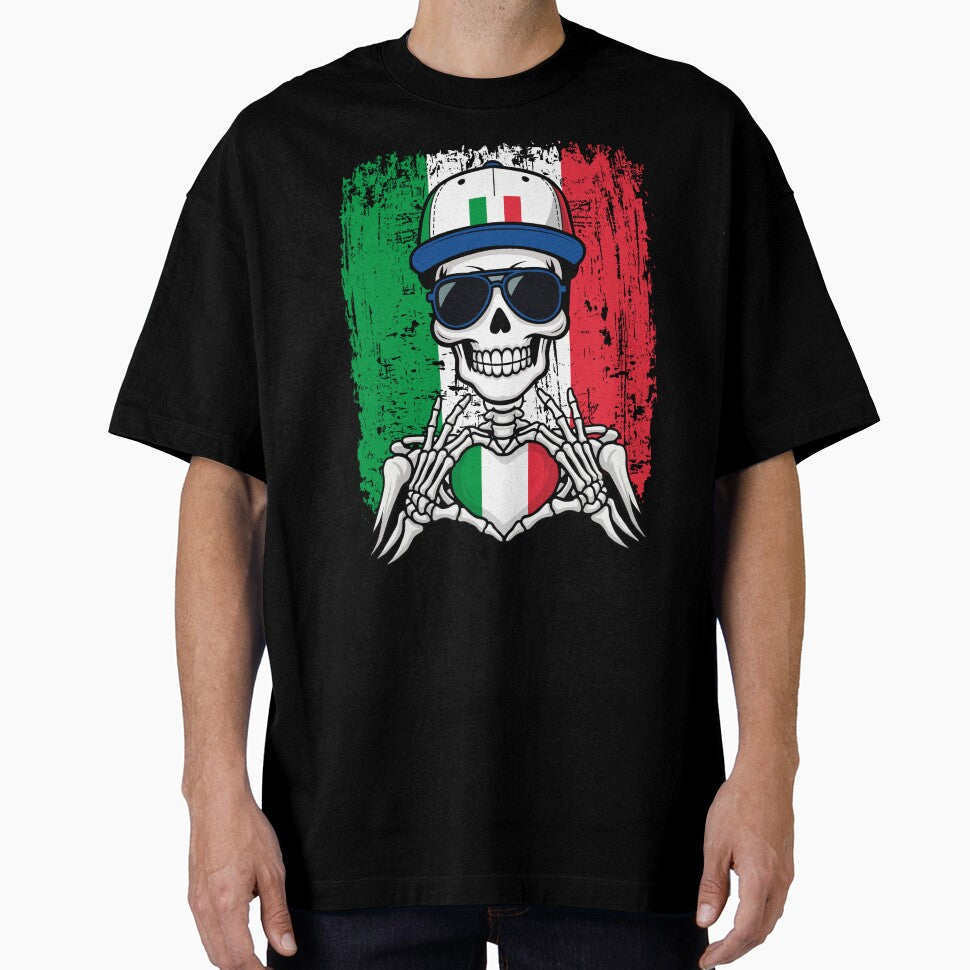 Italian Pride Skeleton Art - Italy Football & Forza Azzurri Tee by Colorful Designs