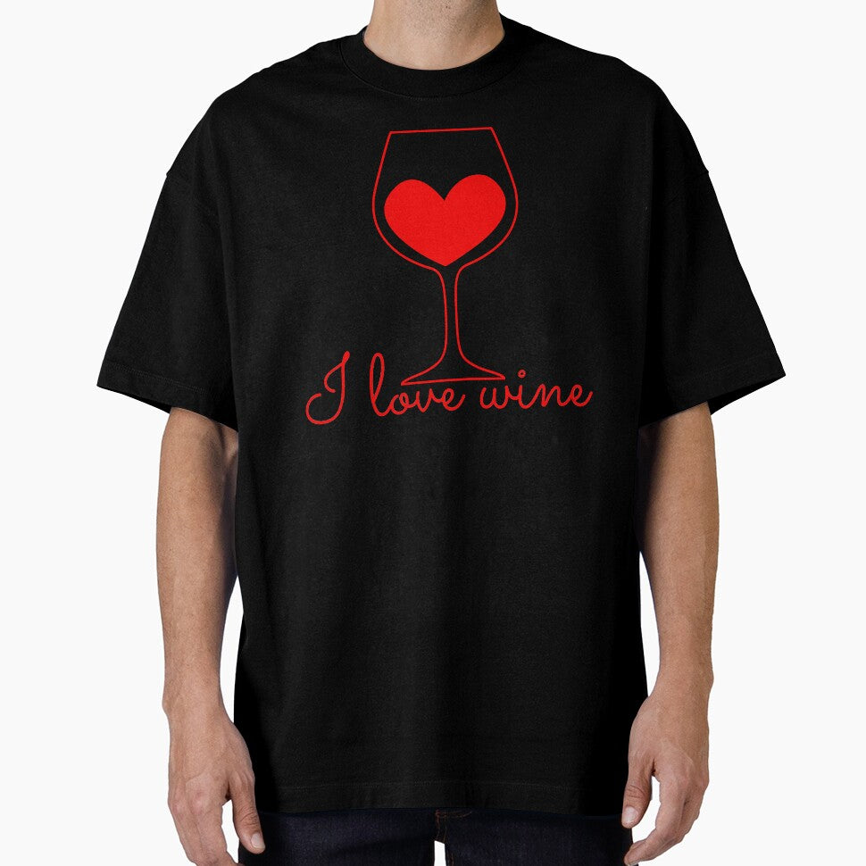 I love wine heart design red text by Brennon Campbell