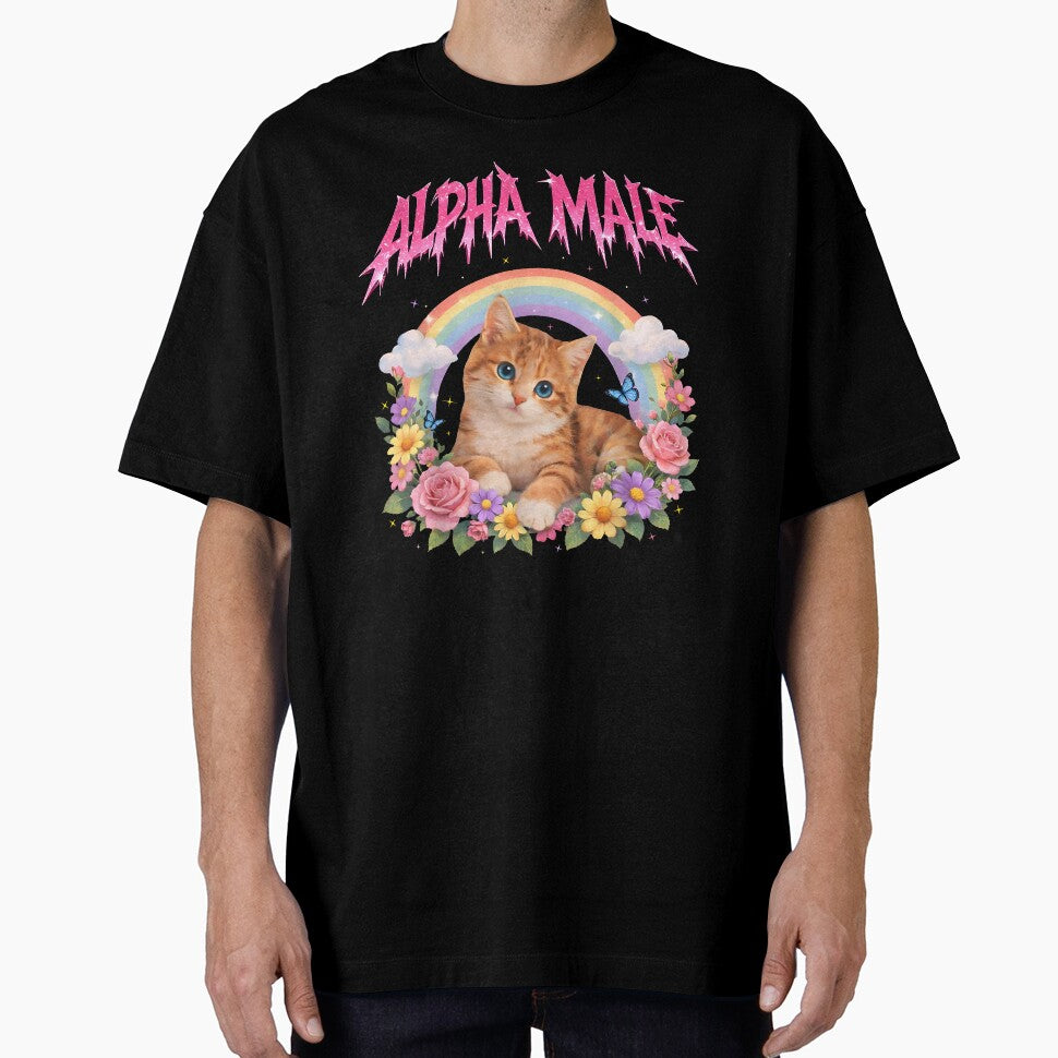 Alpha Male Funny Kitten Rainbow Floral Hilarious Cat Meme Cat Lovers by RDGNR