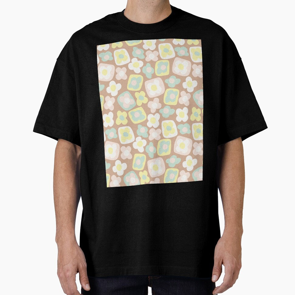 BOHO BOXY MODERN FLOWER PATTERN BROWN PASTELS by blomastudios