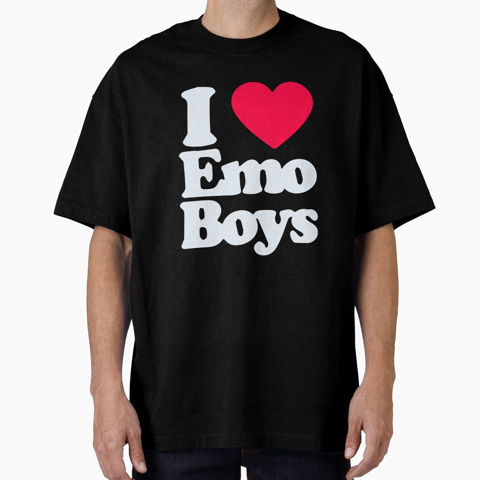 I Love Emo Boys Y2K Emo Aesthetic Scene Graphic Tee by TrxshWear