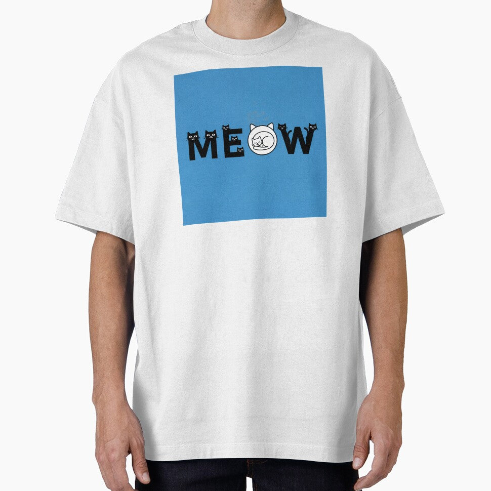Meow Cat Lover Design - Cute Black and White Cats Typography Gift by SammyMorry