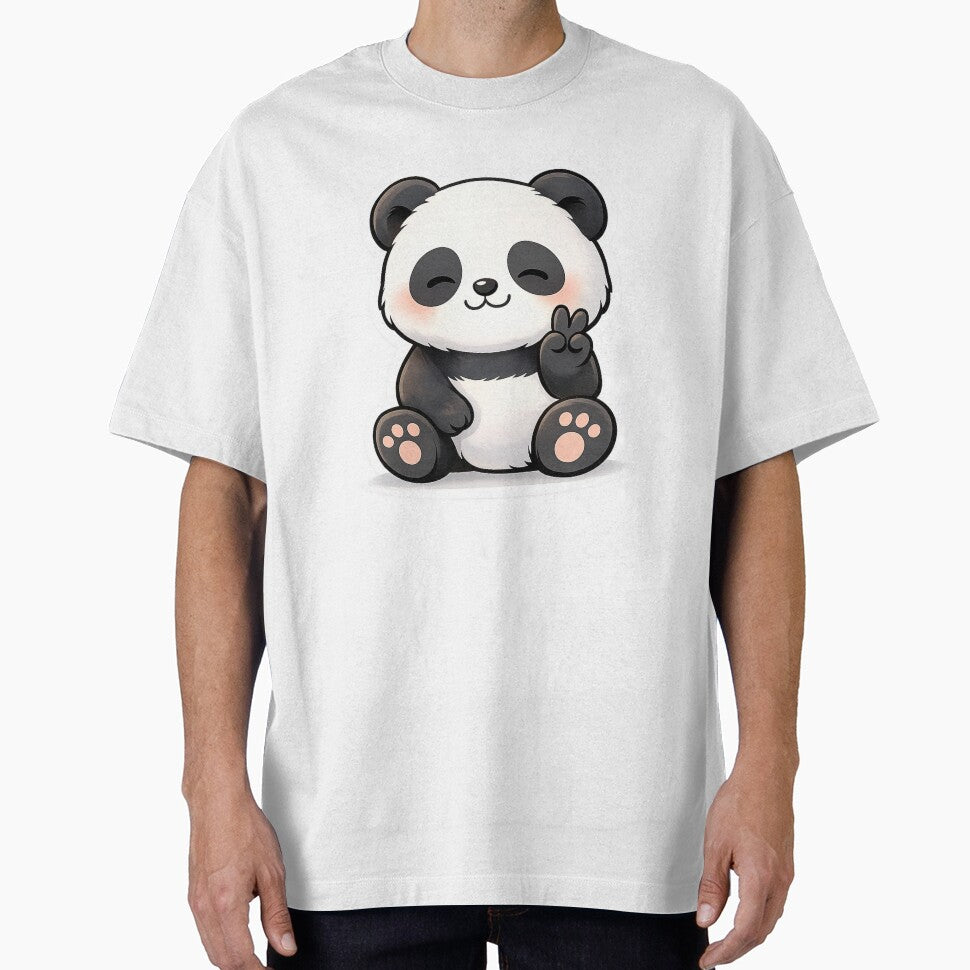 Cute Panda Peace Sign – Kawaii Panda Cartoon Sticker | Adorable Animal Aesthetic Art by snaperos