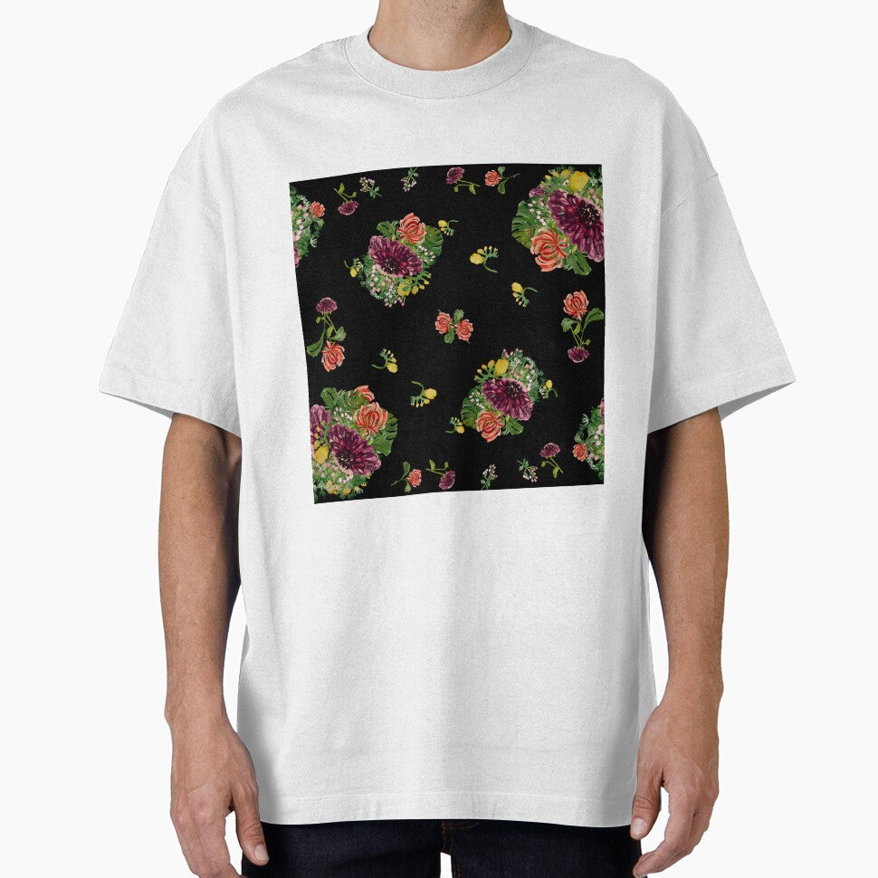 Dahlia palm flower pattern a watercolor black by Yana Mustafina | Boho Soulful Designs