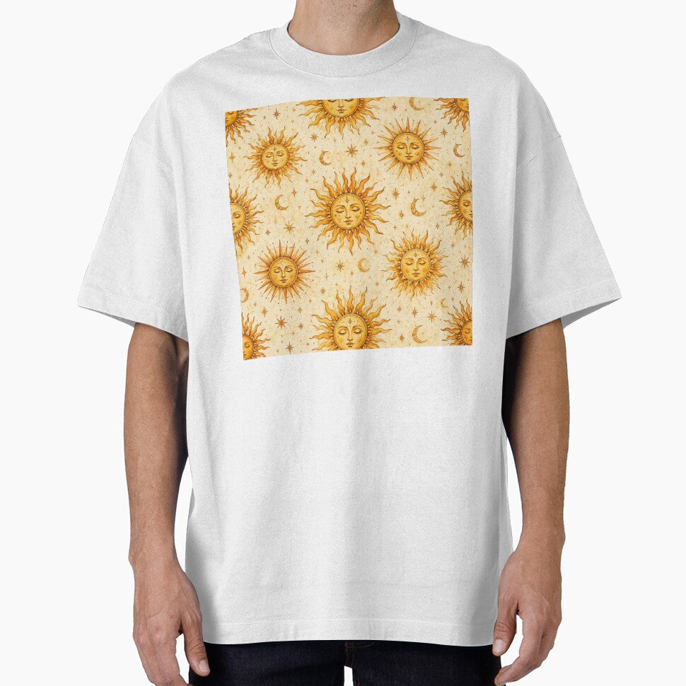 Golden Celestial Suns | Watercolor Seamless Pattern by ITSimagination