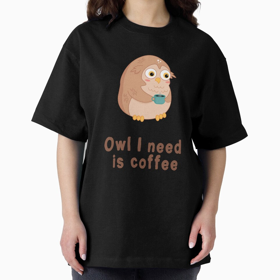 Sleepy owl needs coffee kawaii design by high5doodle