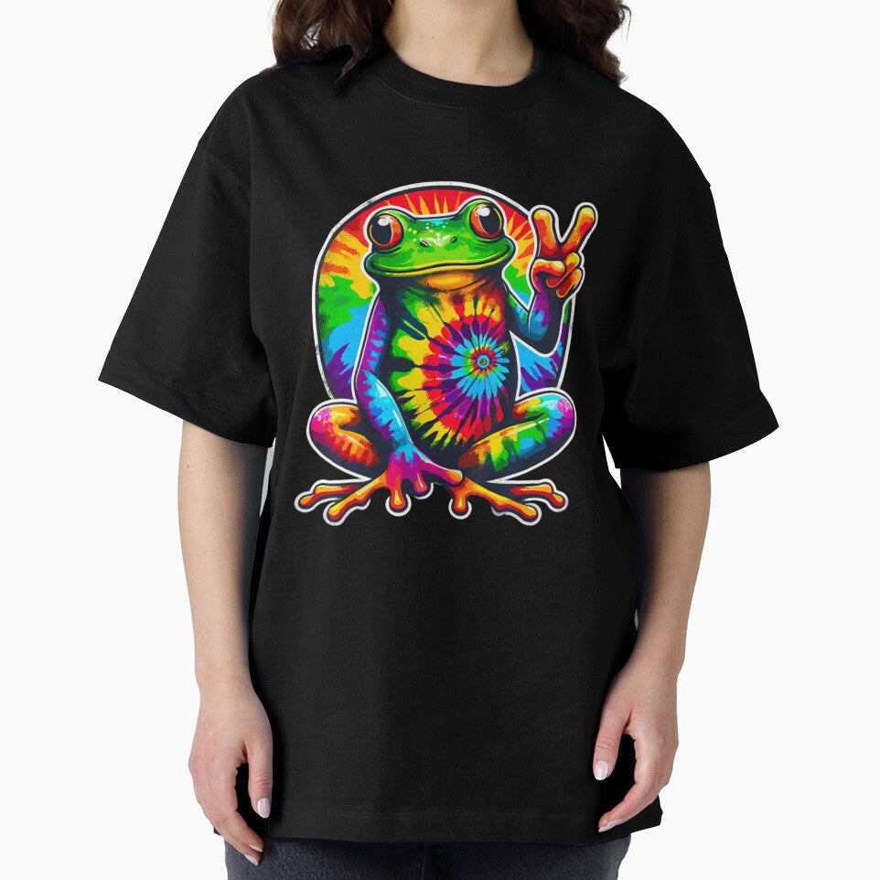 Tie Dye Frog Animal Peace Sign Hippie by benonarts
