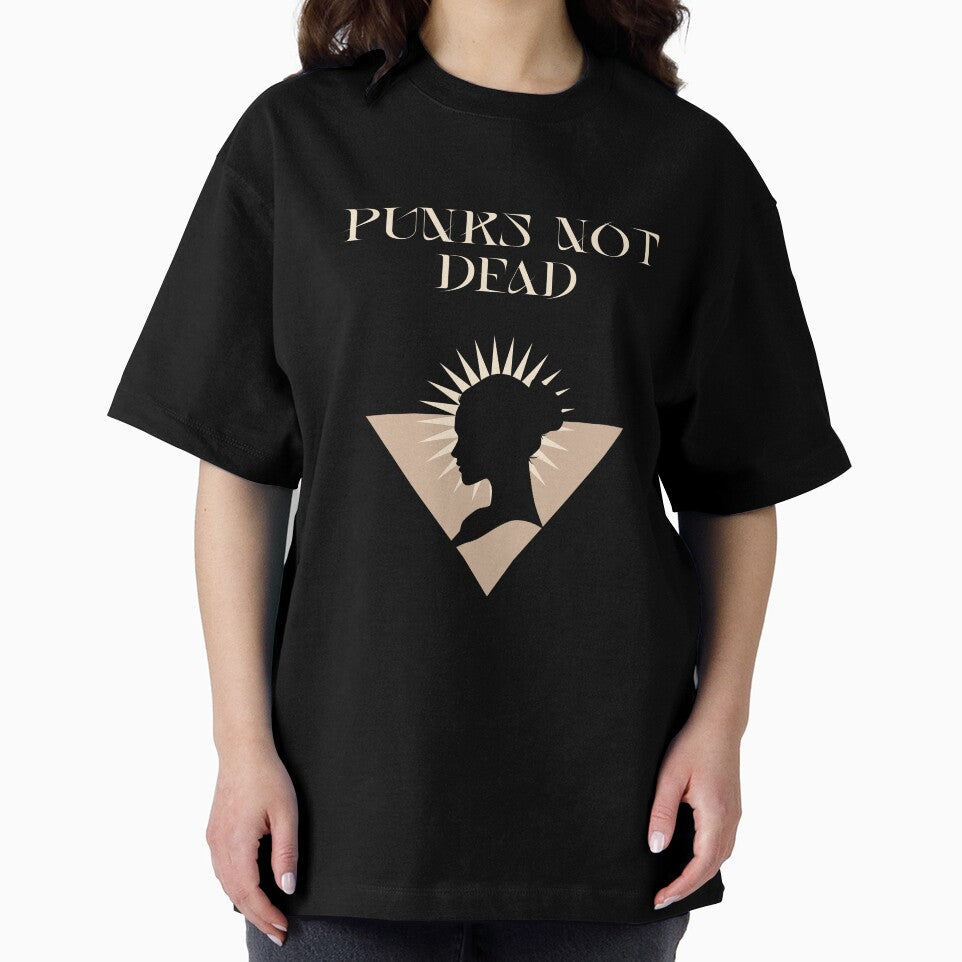 Women's Punk Sunburst Silhouette T-Shirt - Punk's Not Dead by GorinART