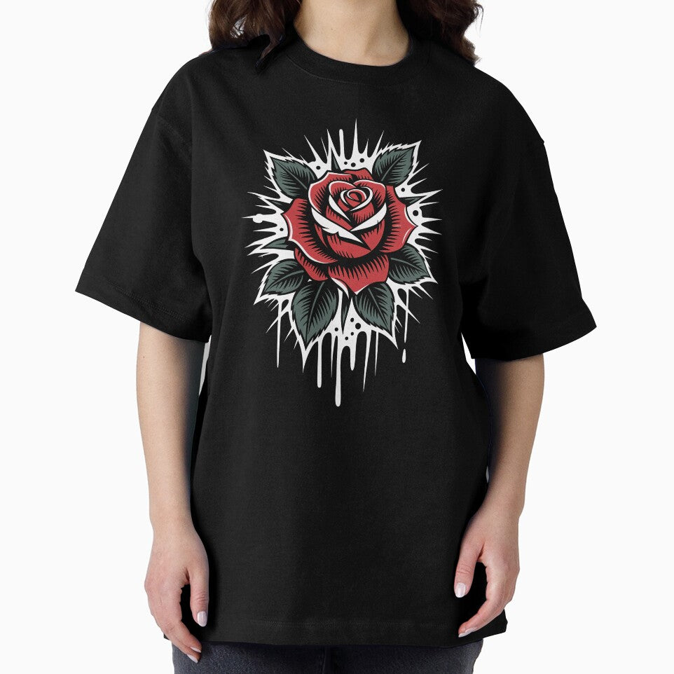 Gothic Rose Tattoo Style Drip Art Floral Design by Say It With Ink