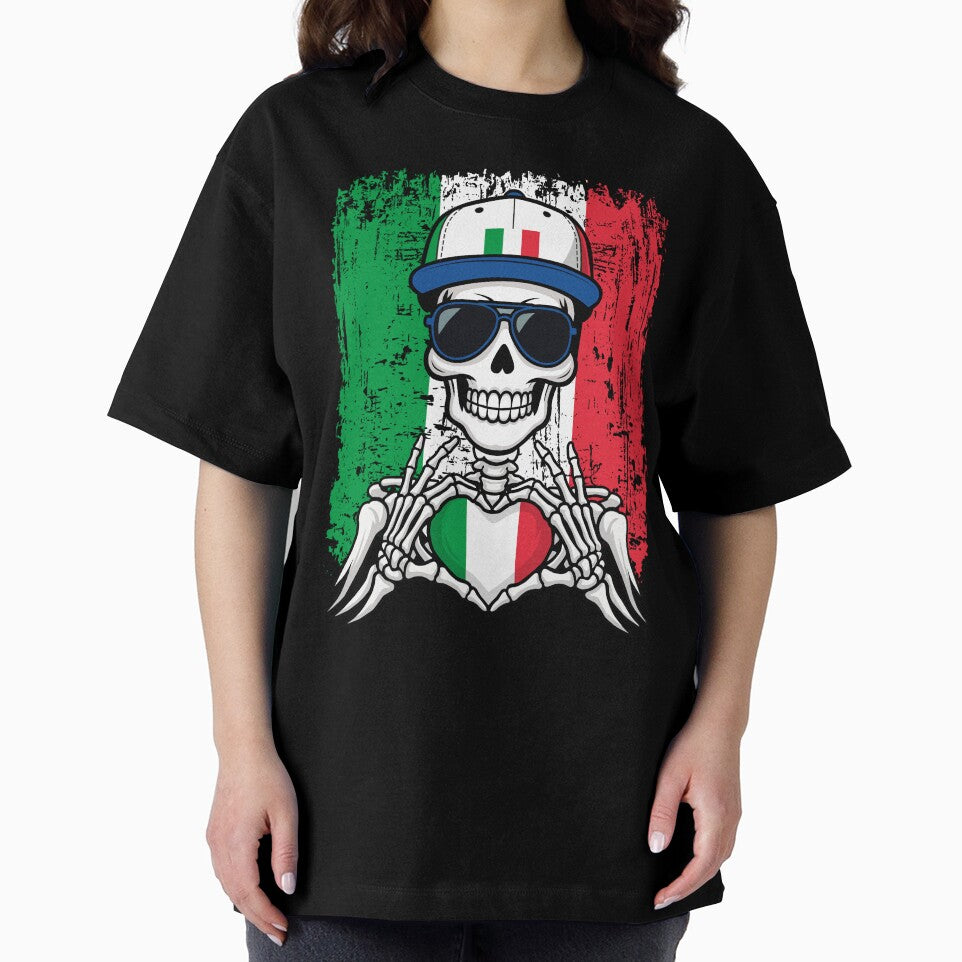 Italian Pride Skeleton Art - Italy Football & Forza Azzurri Tee by Colorful Designs
