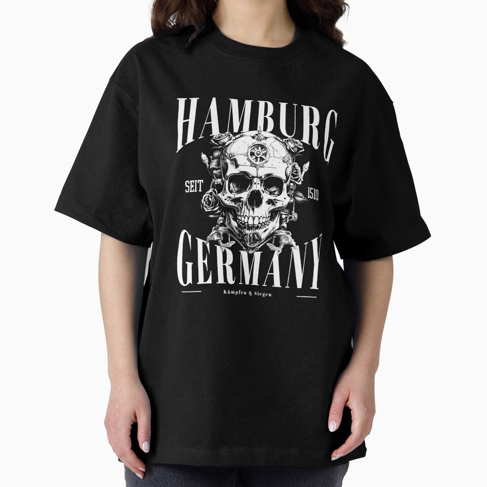 Hamburg Germany lettering with skull by Ecmoprints