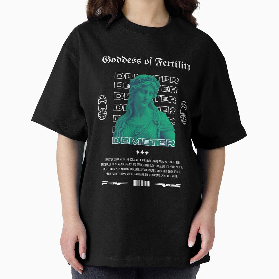 Demeter in Cyberpunk Era Graphic Tee Back Print by ZeroPointCol